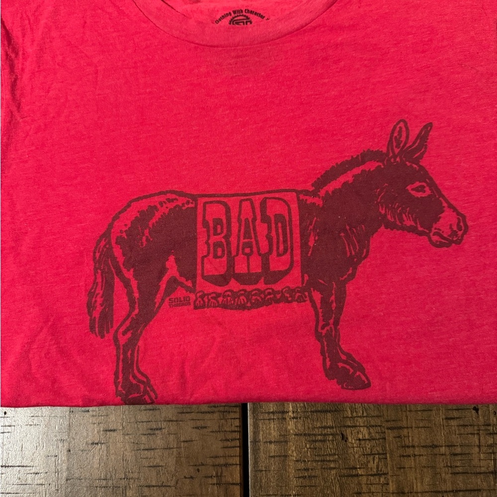 Red Graphic T-Shirt with Donkey Print